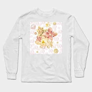 Flowers and Buttons Collage Long Sleeve T-Shirt